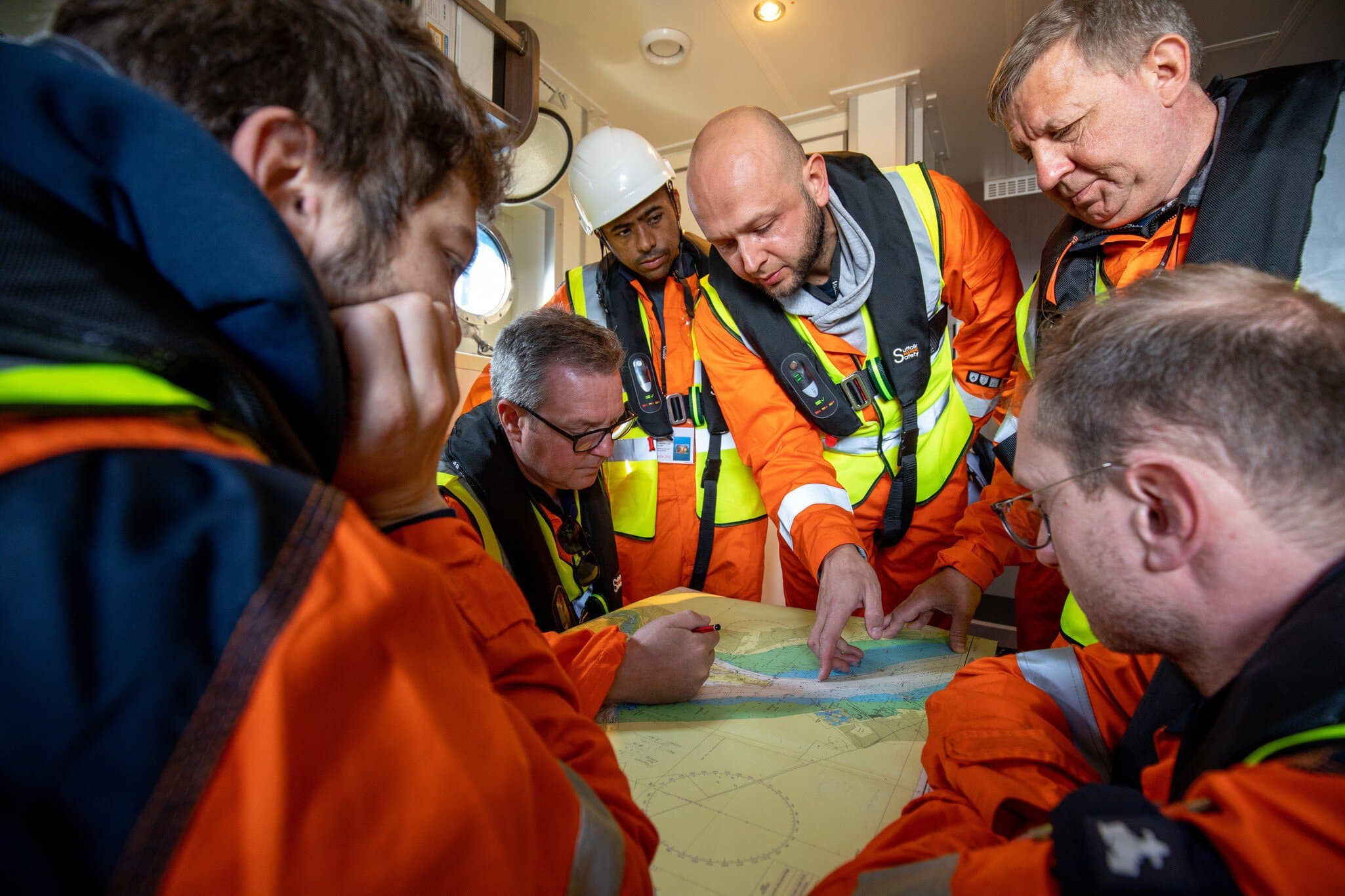 Fugro employees taking part in a practical training session in the operation of uncrewed surface vessels (USVs) on board the WillChallenge on Southampton Water. The course is run by trainers from CEbotix. 24 March 2022. 
-
Fugro Middle East personnel have completed the world's first Maritime Autonomous Surface Systems (MASS) professional certified training delivered by SeaBot XR at their training academy CEbotiX, the National Centre for Operational Excellence in Marine Robotics based in Southampton, UK.