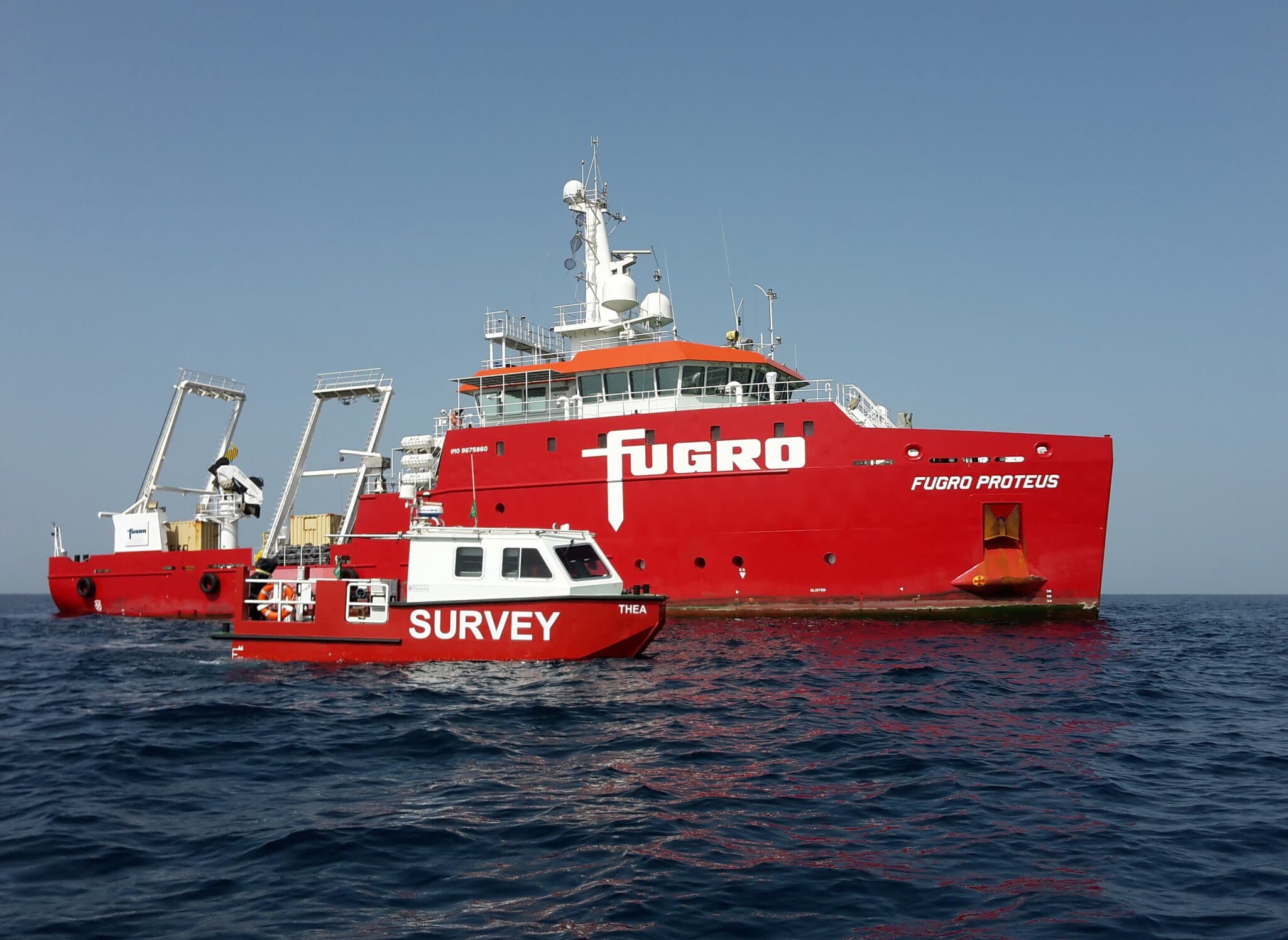 Fugro Proteus and auxiliary workboat Thea
Fugro Proteus and auxiliary workboat Thea
Photograph - Fugro owned,  Fugro Proteus,  James edit,  Thea,  geophysical surveys,  vessel hero,  workboat,  Boat,  Coast Guard,  Military,  Transportation,  Vehicle