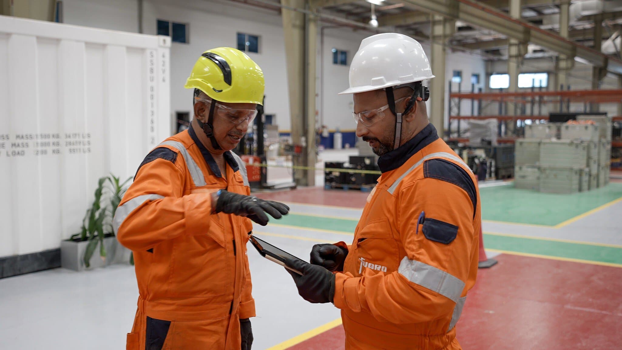 Fugro personnel working in the Abu Dhabi workshop
Clothing,  Person, Photograph - Fugro owned,  Human,  workshop,  Helmet,  fugro employee,  Apparel,  people in workshop
Fugro personnel working in the Abu Dhabi workshop