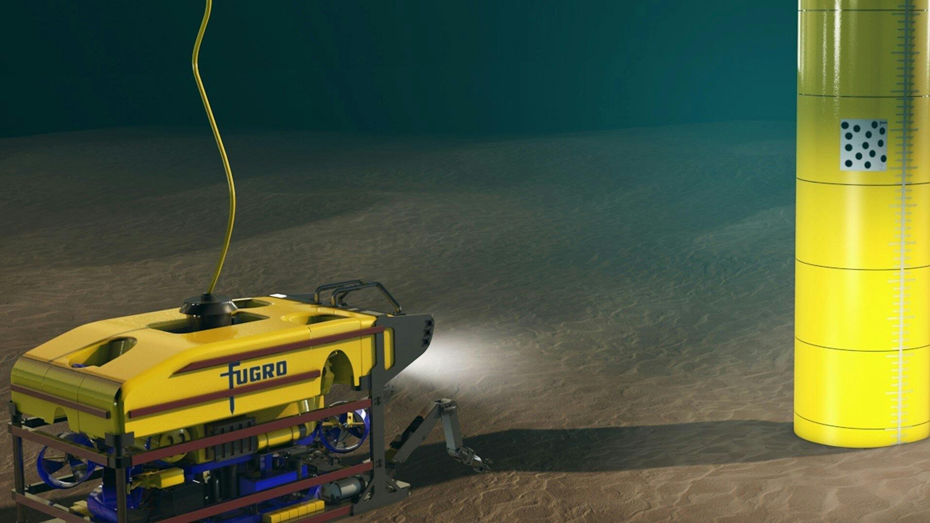 3D rendering showing the positioning of a subsea structure using QuickVision�, Fugro's contact-less vision based (subsea) positioning and Augmented Reality measurement tool.